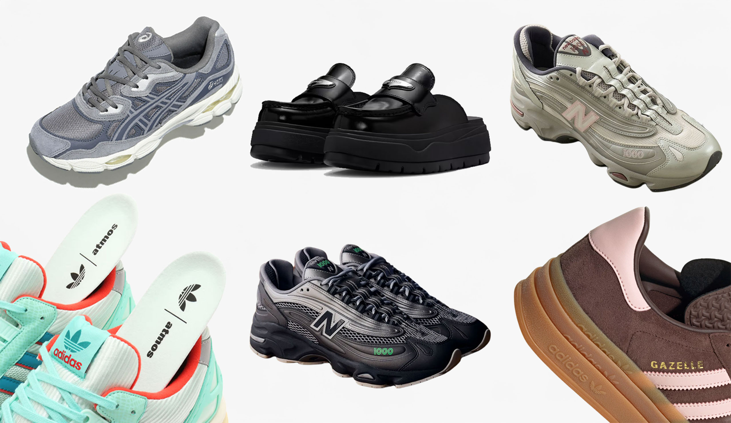 球鞋, Mita Sneakers, atmos, BILLY’S ENT, atmos pink, emmi, ABC-MART GRAND STAGE, 鞋店, ASICS, GEL-NYC, Mizuno, WAVE PROPHECY LS GTX, adidas, ZX 8000 atmos G-SNK11, New Balance, U2002DX, New Balance, M1000T, Jordan WMNS, Air Jordan Mule, Nike, Shox Z, adidas, Gazelle Indoor MH, New Balance for emmi M1000, PUMA, Speedcat Plus, Gazelle Bold, Vans Loafer, ASICS, GEL-1130, 聯名