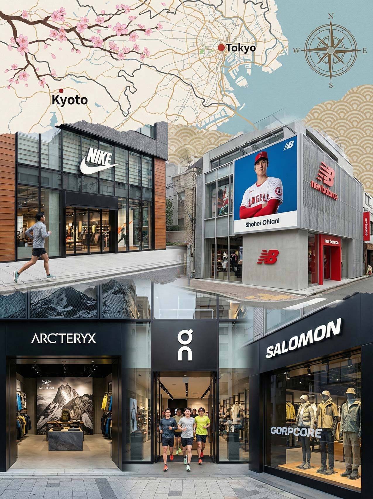 日本, 日本逛街, 東京逛街, 旗艦店, 逛街, 跑步, 戶外, 選物, 逛街地圖, Nike, 原宿, On, 昂跑, 銀座, New Balance, NB, Salomon, 京都 BAL, Arc'teryx, 始祖鳥, 池袋